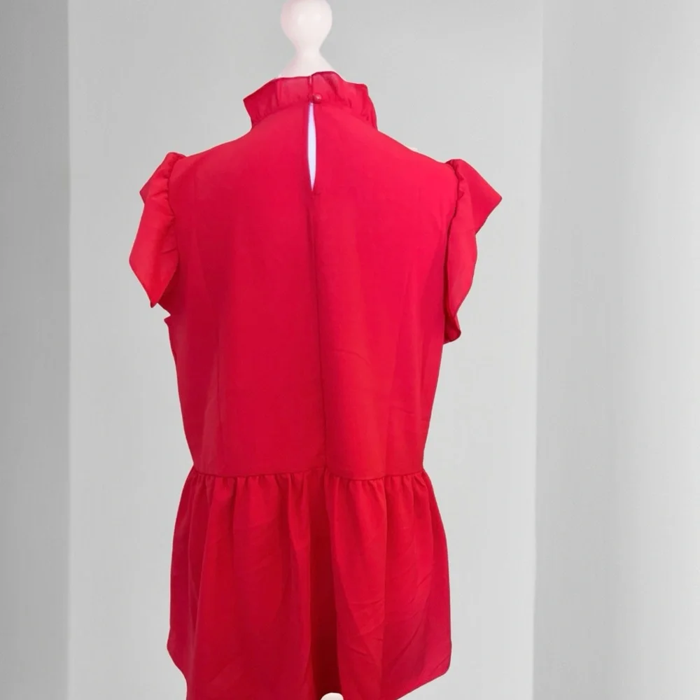 Red Ruffle Peplum Top - Picture 2 of 4